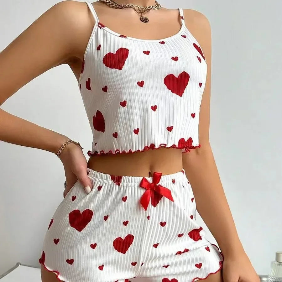 Women's Pajamas Set Sleepwear 2 PCS Short Tank