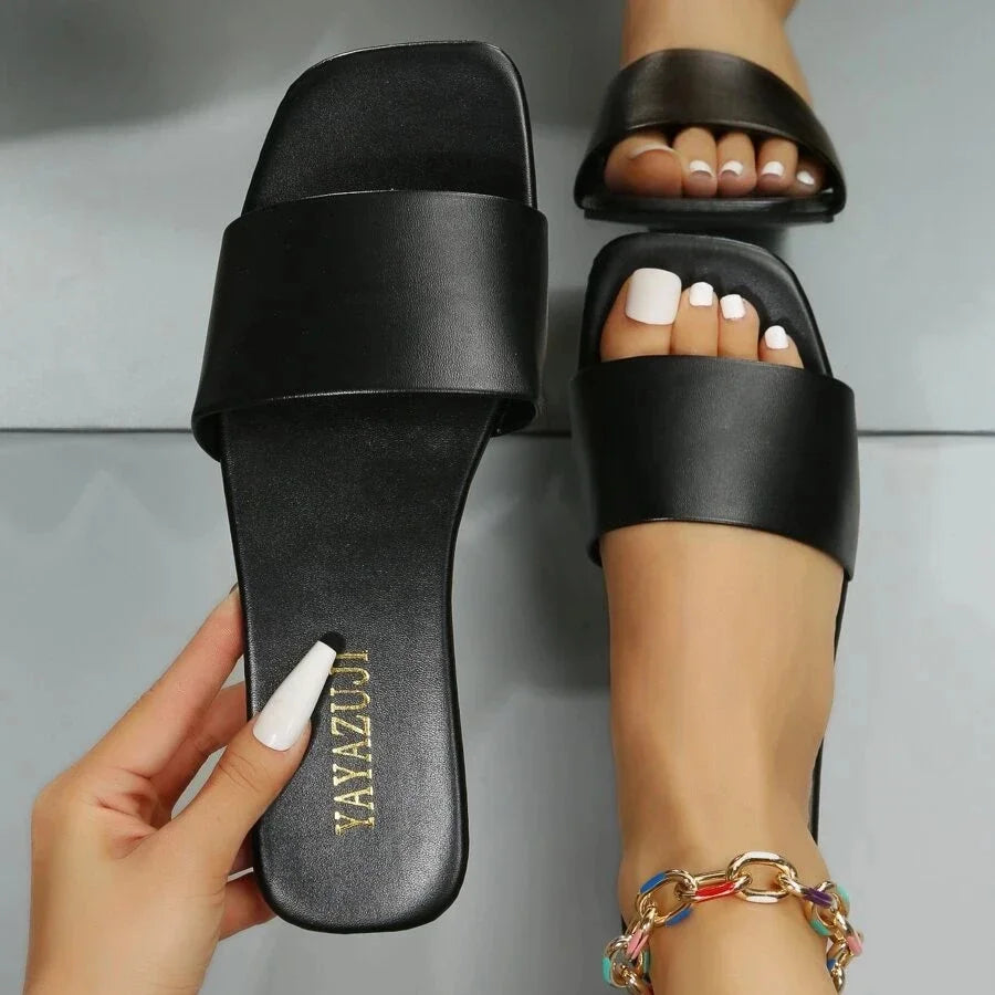 Fashion Minimalist Single Band Slide Sandals