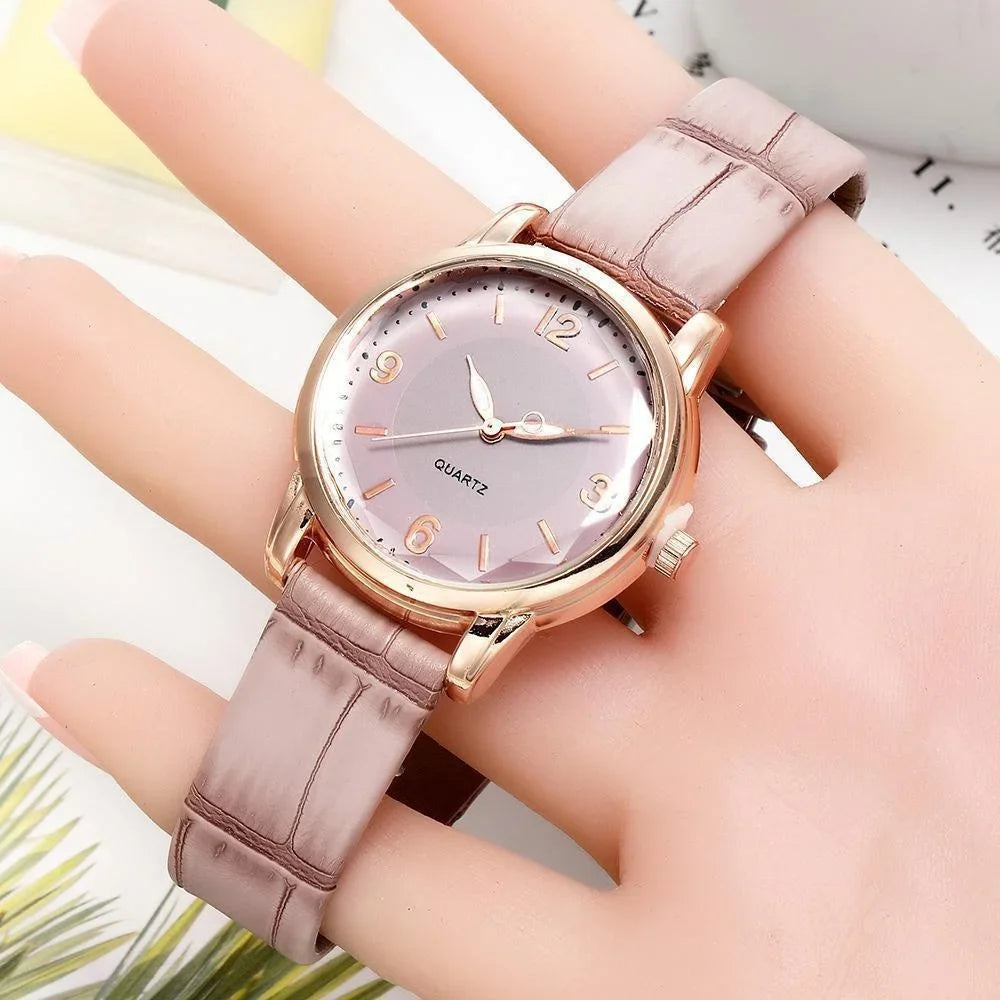 Leather Strap Ladies Watch Polygon Glass Luxury Women clocks Dial Quartz Creative Fashion Quartz Watch