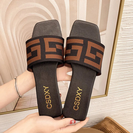 Women Falt Heels Slipper Summer 2024 New Outdoor Non-slip Casual Ladies Sildes Plus Size 42 Sapatos Mujer Fashion Women Sandals