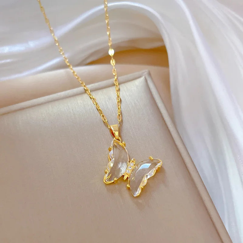 New Trendy Luxury Zircon Butterfly Pendant