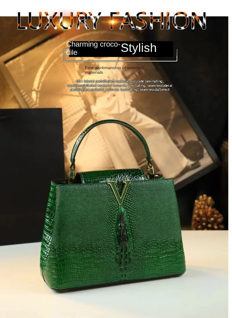 Luxury Genuine Leather Women's Handbags Niche Original Lady Shell Bag Crocodile Pattern 2023 New Shoulder Messenger Bags