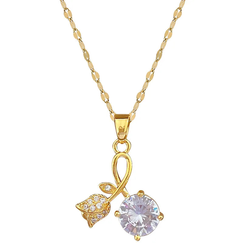 Fashionable and Cute Micro-paved White Jewelry Necklace,