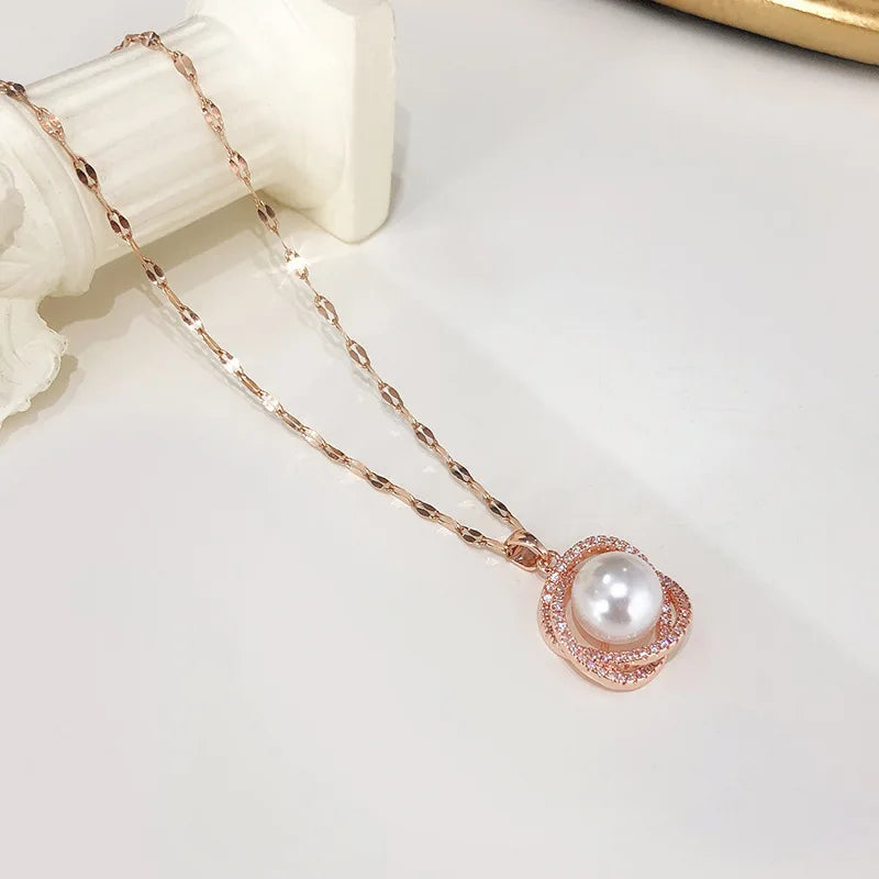 New In Korean Fashion Luxury Flower Pearl