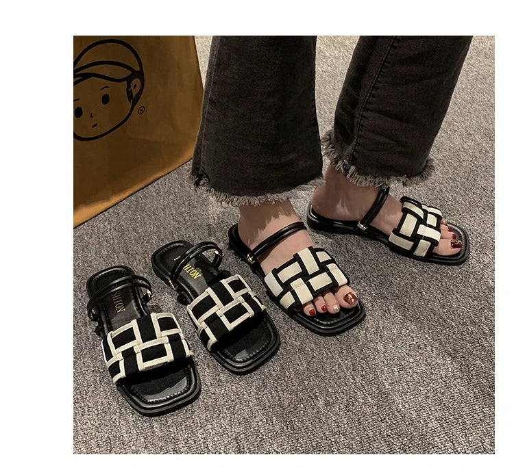 New Trend Summer Flats Women Slippers Casual Shoes Open Toe Flip-flops Designer Dress Sandals Beach Fad Ladies Shoes Slides