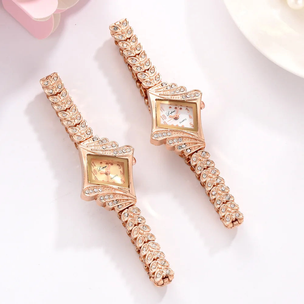 Women Watches Luxury Crystal Bracelet Gemstone Wristwatch Dress Watches Women Ladies Gold Watch Fashion Female Brand Watch